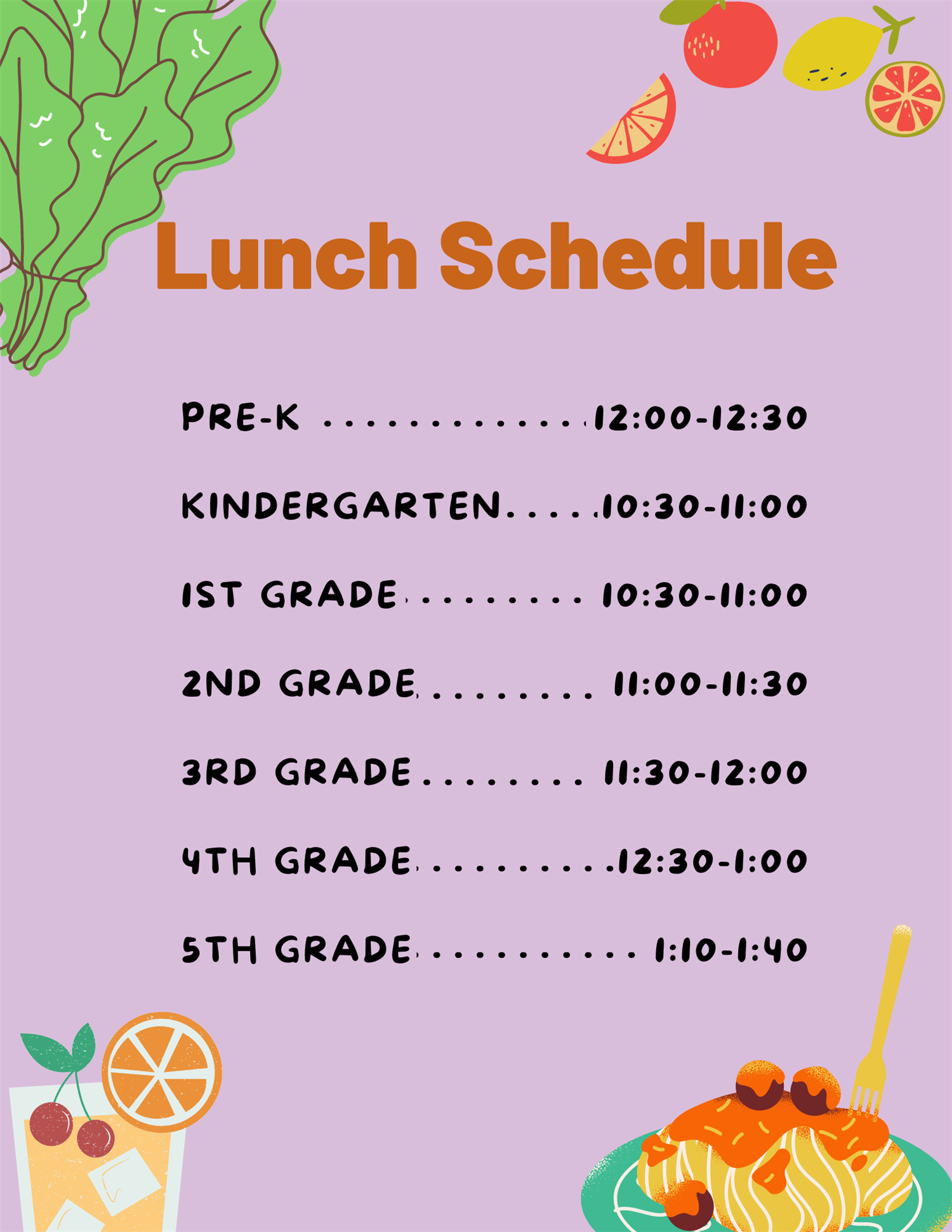 Lunch Schedules